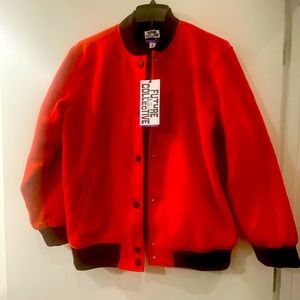 Kahlana Barfield Brown Red bomber jacket in Small. NWT